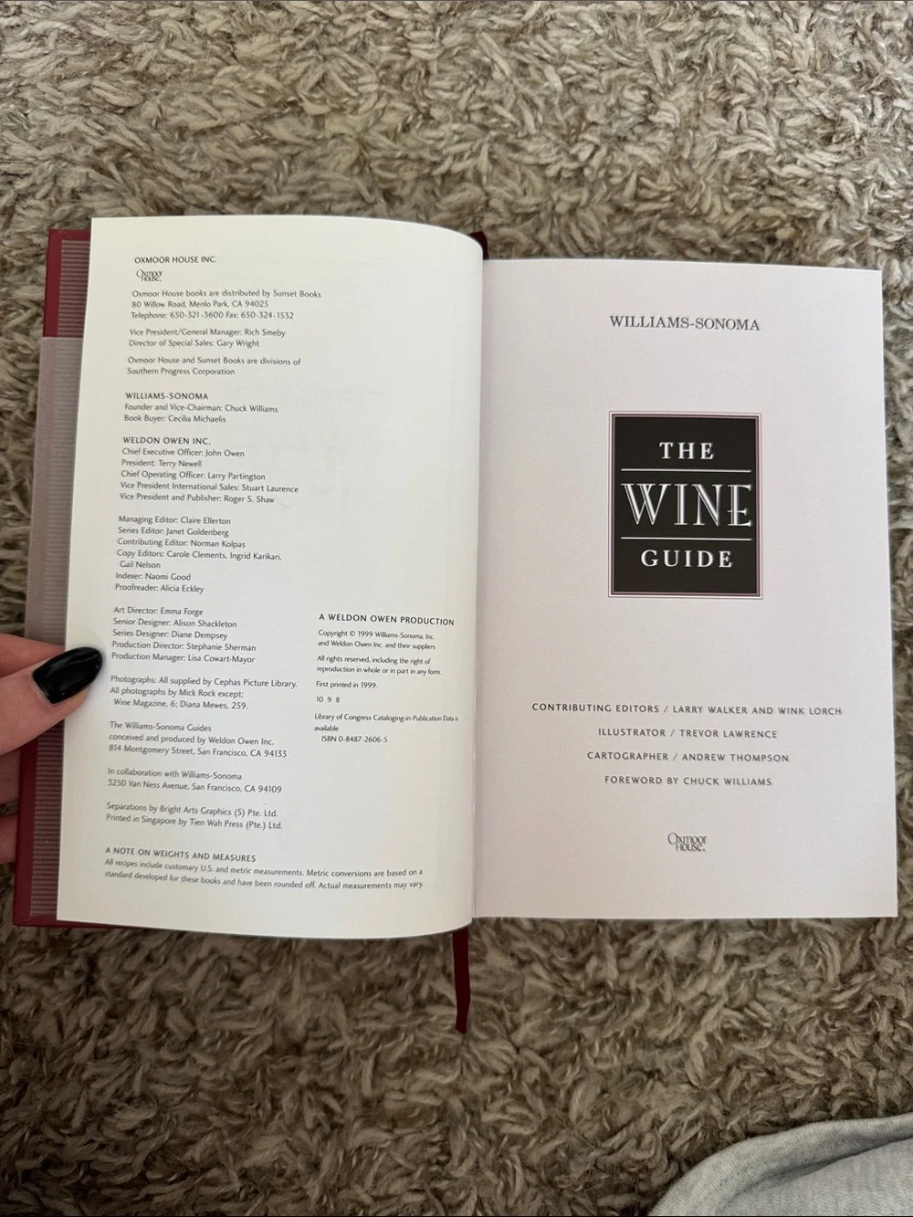 Williams Sonoma The Wine Guide Hardcover Wine Tasting & Pairing Book